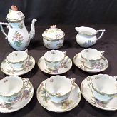 Herend Tea Set for 6 with Pot Saucers Cream Sugar and Lids